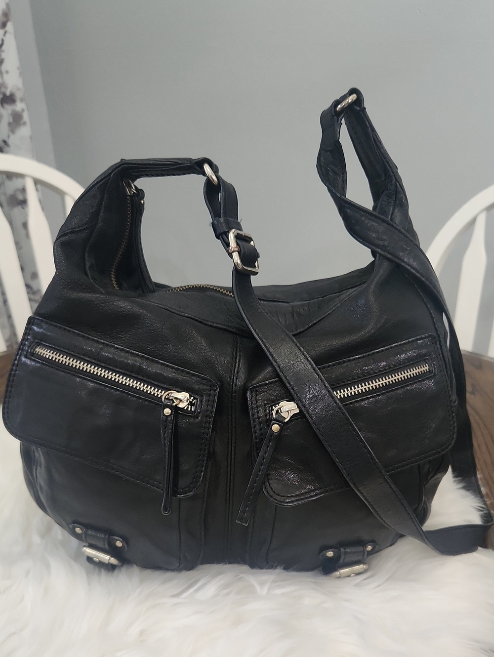 Banana Republic Sloan Hobo Bag Genuine Lambskin Leather Boho Grunge Indie Sleeze